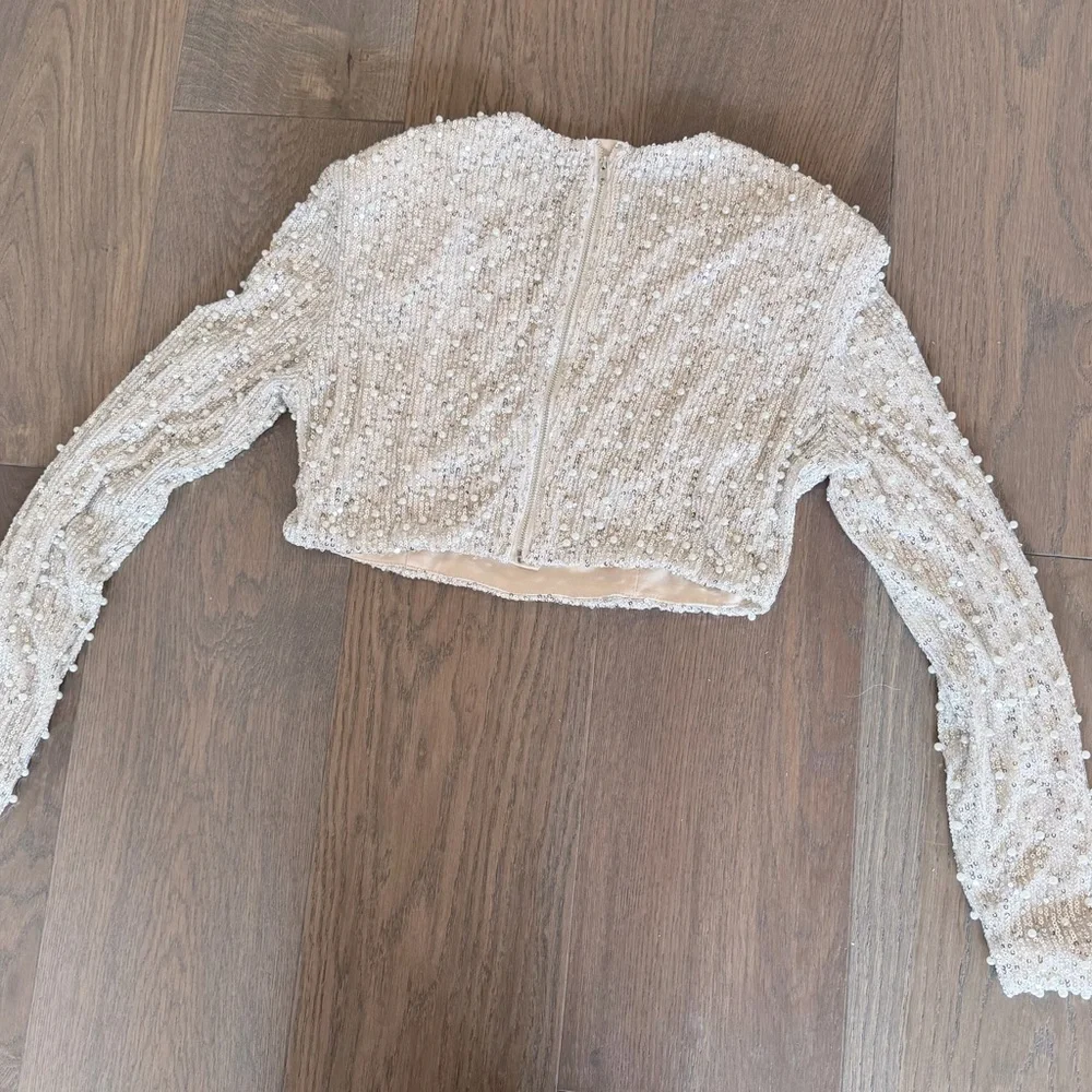 MABLE Cream Beaded Crop Top - Picture 4 of 6